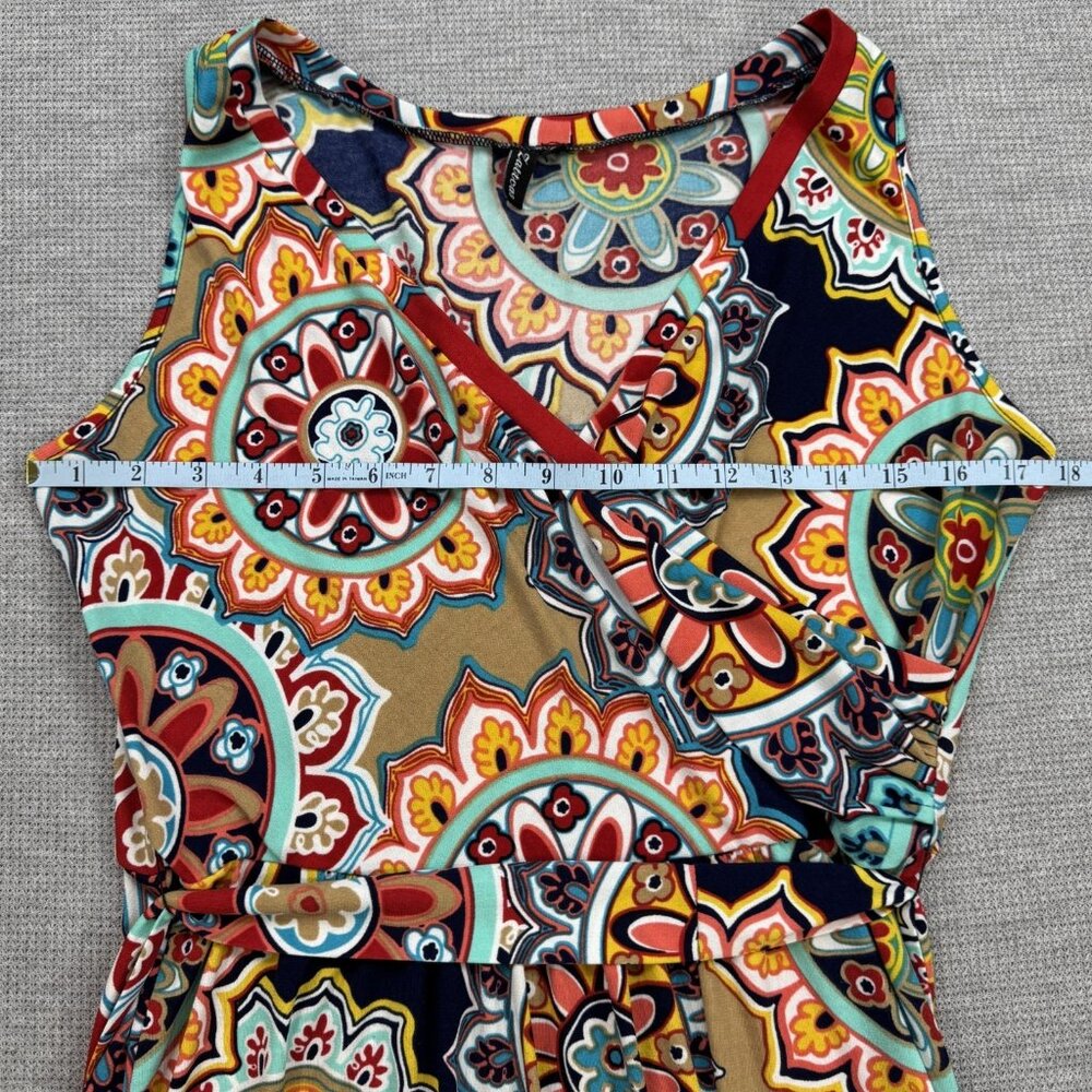Zattcas Womens Size L Multicolor Mandala Print Sleeveless Belted Maxi Dress Boho - Picture 8 of 12
